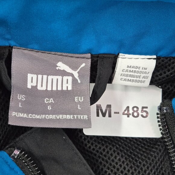 Puma Men Jacket L Black Zipper Long Sleeve Logo Polyester Polyester - Picture 7 of 10